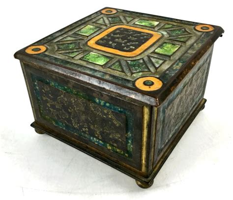 louis c tiffany furnaces metal box|Sold at Auction: Louis C. Tiffany Furnaces, Inc., Art Deco stamp box.